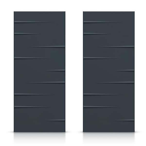 CALHOME 84 in. x 80 in. Hollow Core Charcoal Gray Painted Composite MDF Interior Double Closet Sliding Doors