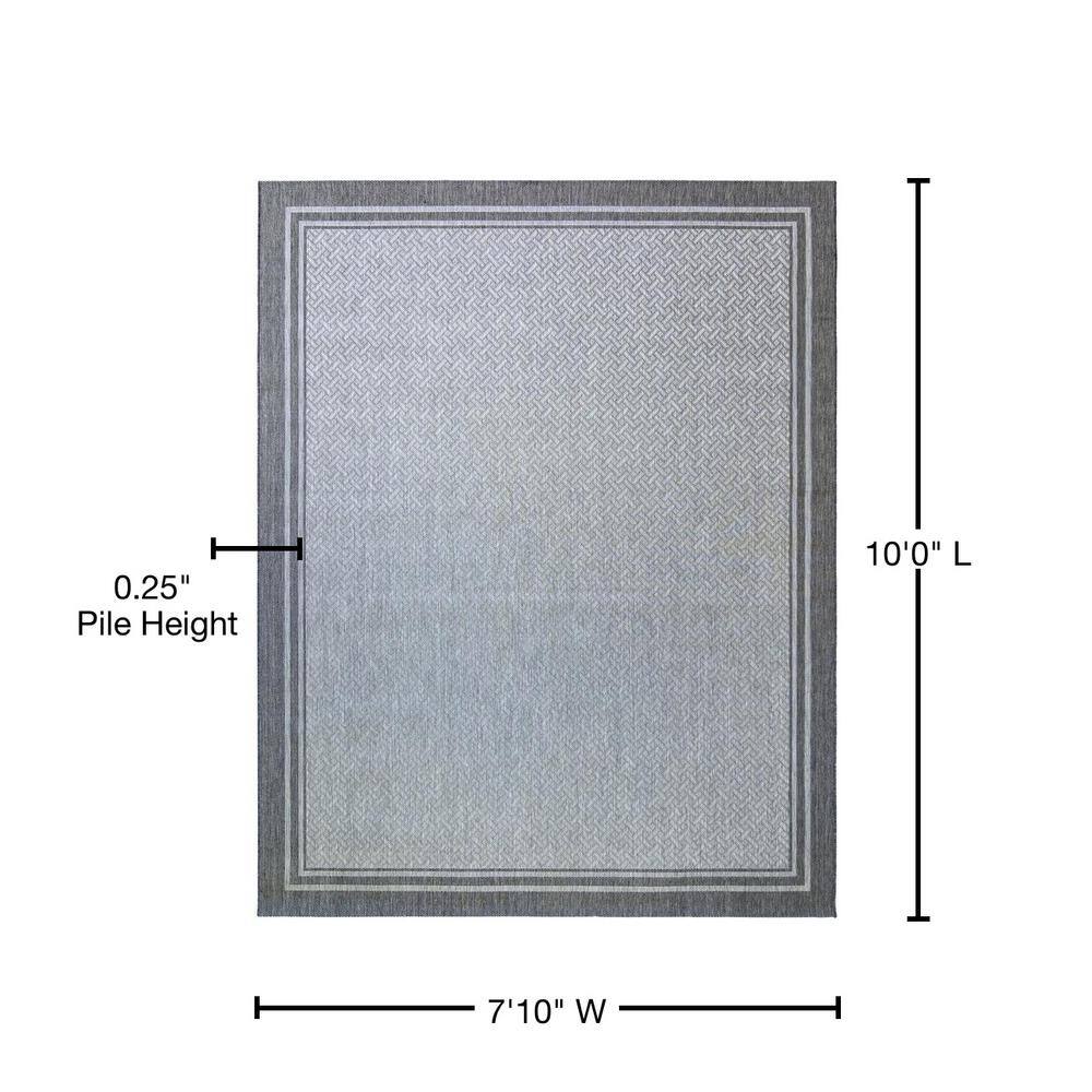 Ash and Steel Flat Woven Reversible 8' x 10' Outdoor Rug