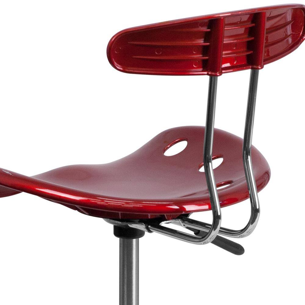 Wine Red Adjustable Swivel Metal Bar Stool