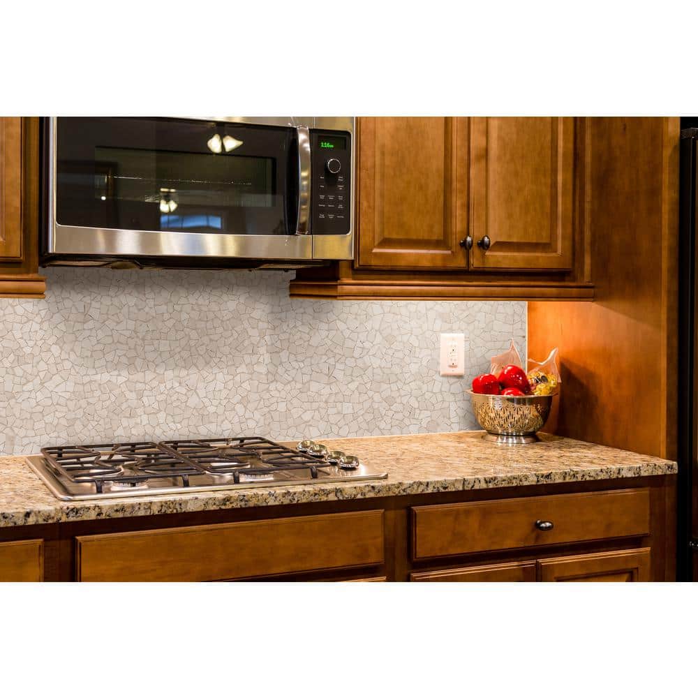 11" x 11" White Tumbled Marble Mosaic Tile