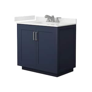 Miranda 36 in. W x 22 in. D x 33.75 in. H Single Bath Vanity in Dark Blue with White Quartz Top