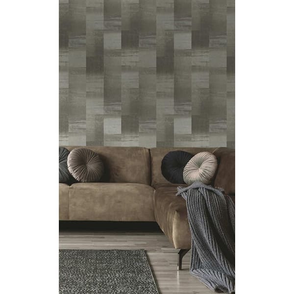 Walls Republic Grey and Taupe Beaded Geometric Stripe Print Non-Woven Paper Paste the Wall Textured Wallpaper 57 sq. ft.