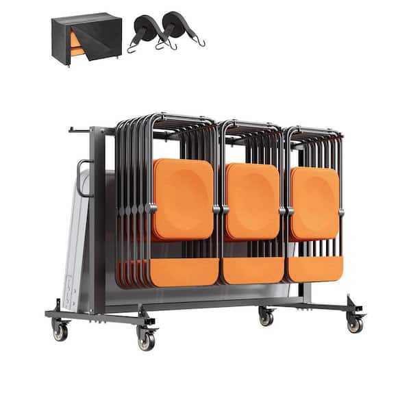 Folding Chair Rack, Multi-Function Chair Storage Dolly, 400 LBS. Capacity, Heavy-duty Chair Cart for 42 Chairs