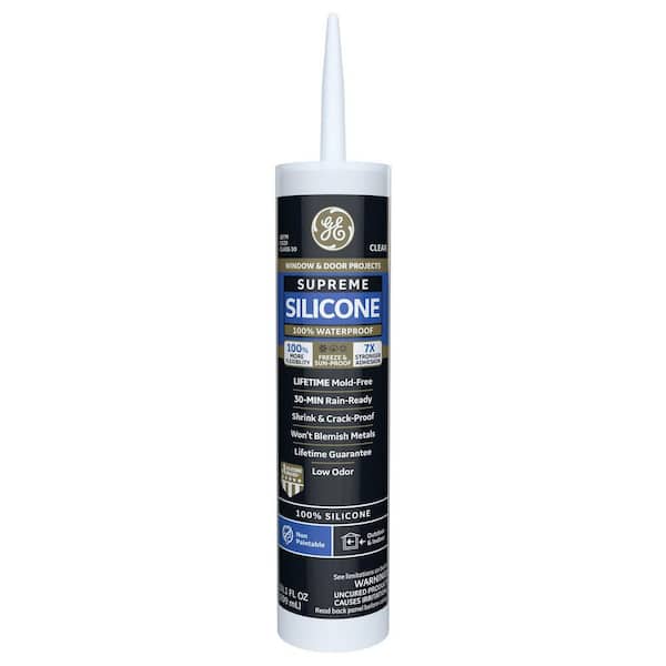 GE Paintable Supreme Silicone Caulk 9.5 oz Window and Door Sealant White (12-pack)