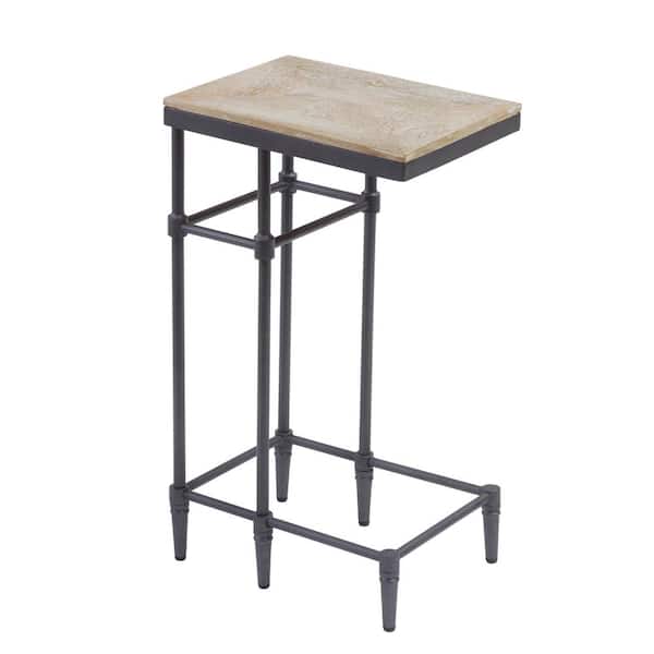 Fenway 10 In. Pickled Mango Solid Wood Top C Shaped End Table