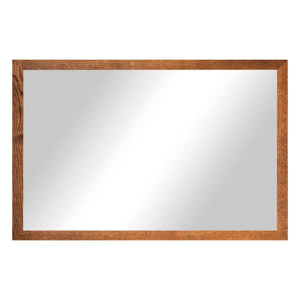 2 in Honey Frame (30 in. W x 49 in. H) Oak Hardwood Rectangle Wall Mirror