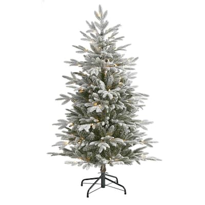 9 ft. Pre-Lit Snow Flocked Artificial Spruce Christmas Tree with 900 Warm  White Lights