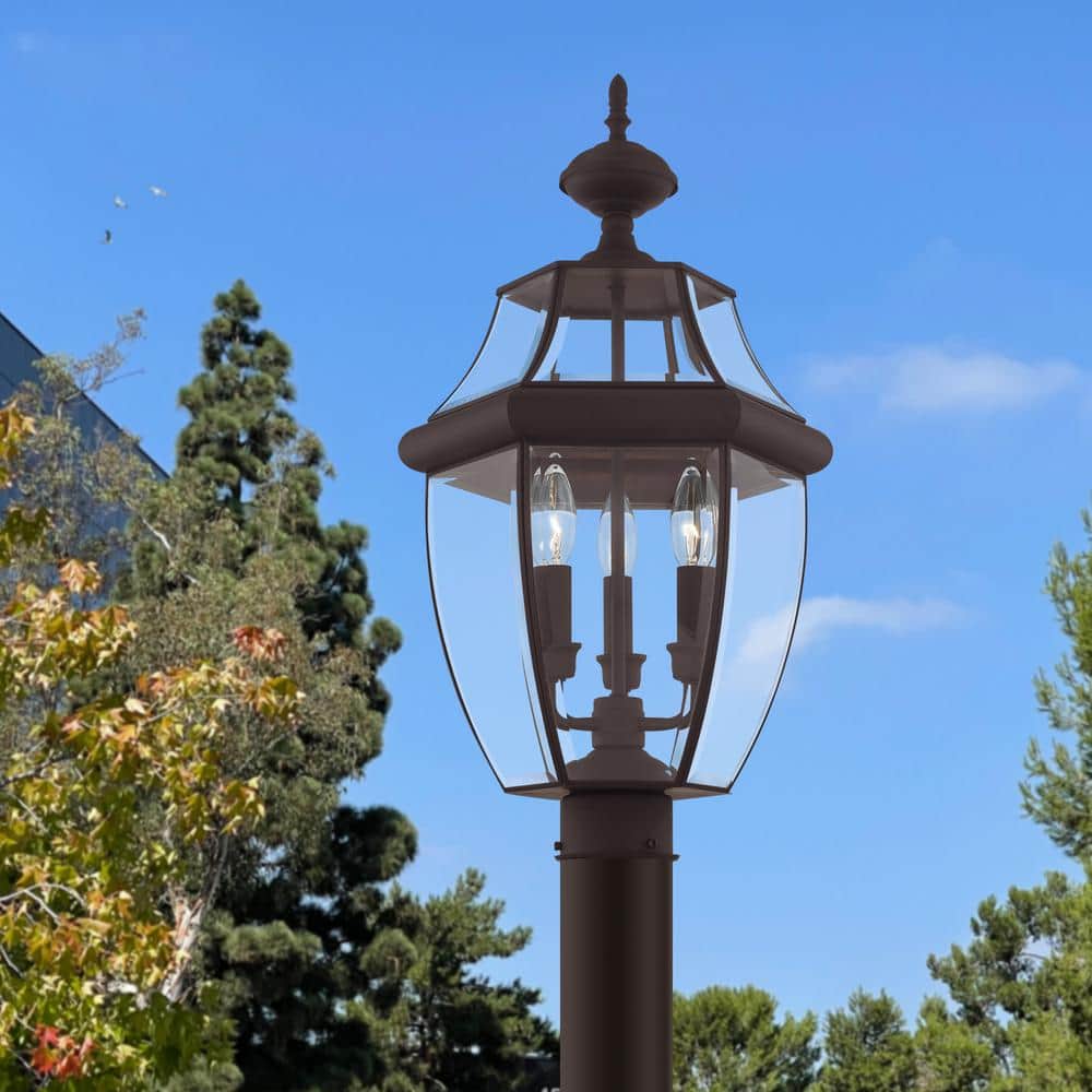 Monterey Bronze Outdoor Post Lantern with Clear Beveled Glass