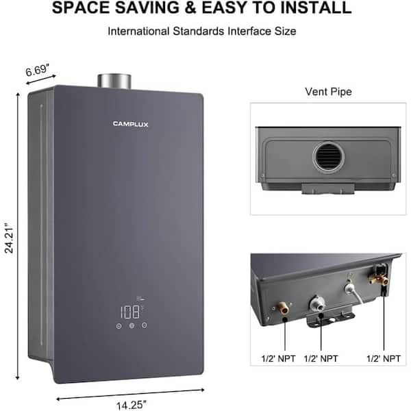 Smart 4.22 GPM 102,000 BTU Propane Tankless Water Heater, Indoor Grey