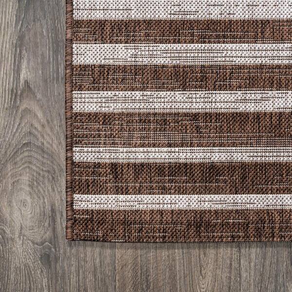 JONATHAN Y Sukie Modern Offset Stripe Brown/Beige 8 ft. x 10 ft