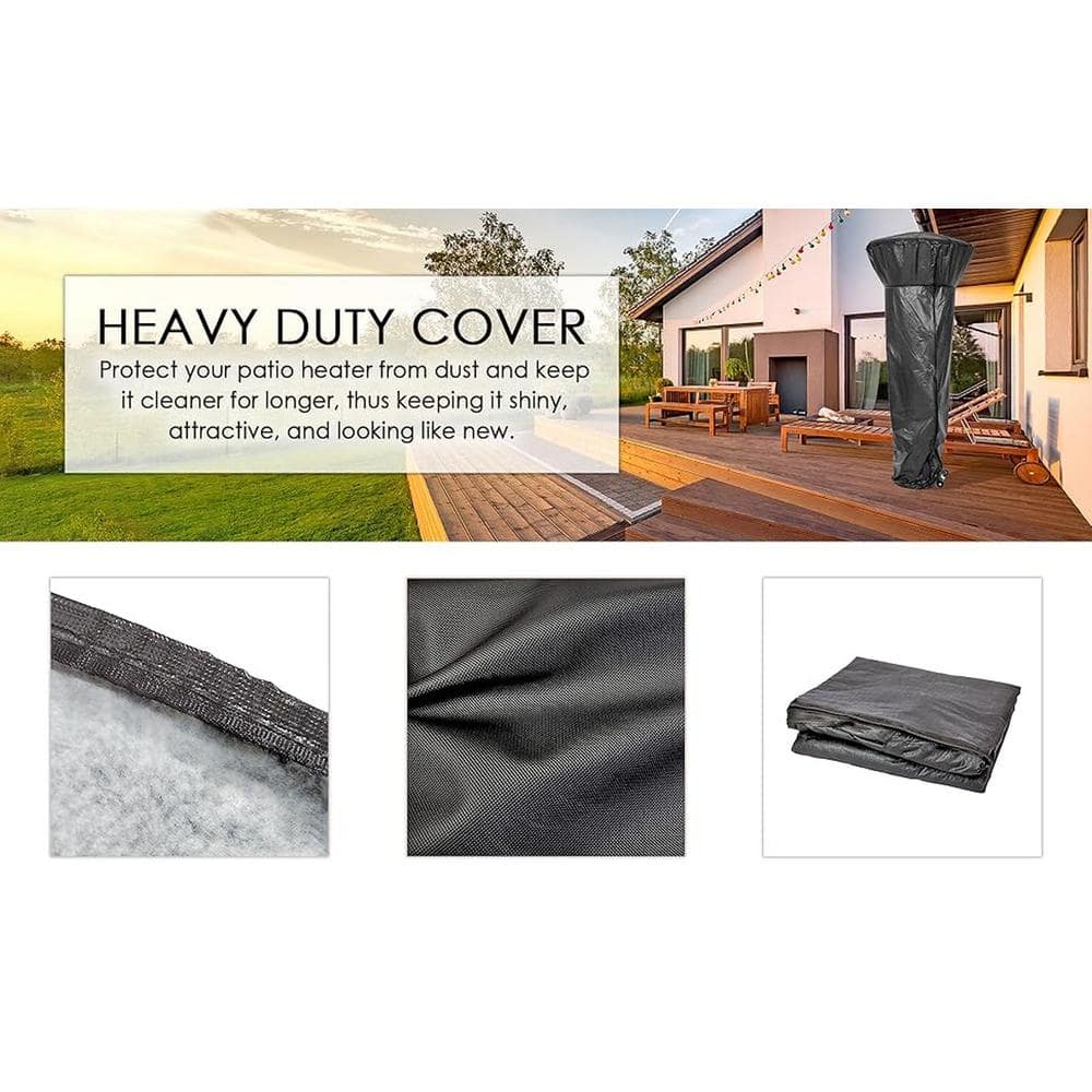 Black Vinyl Full-Length Patio Heater Cover