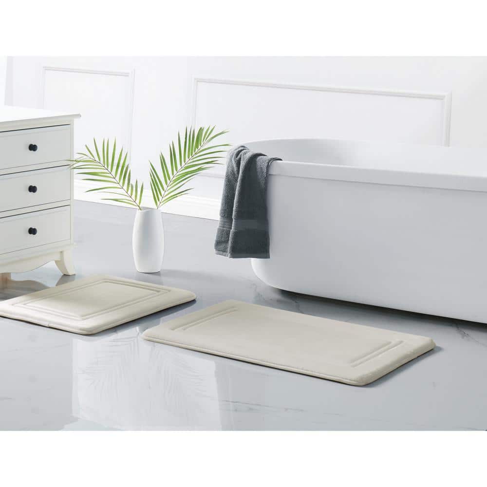 Ivory Memory Foam Antimicrobial Bath Rugs Set of 2