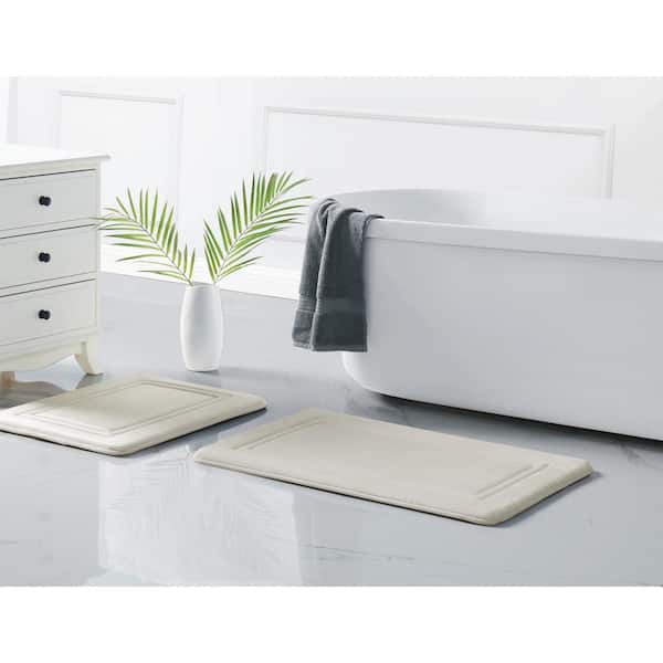 HeiQ Antimicrobial Memory Foam (20x32) Bath Rug in Ivory