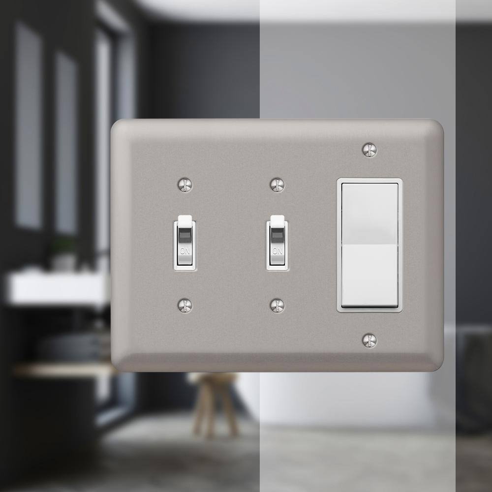 Devon Brushed Nickel 3-Gang Metal Wall Plate