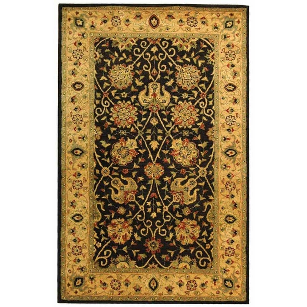 SAFAVIEH Antiquity Black 5 ft. x 8 ft. Border Speckled Area Rug AT21B-5 ...