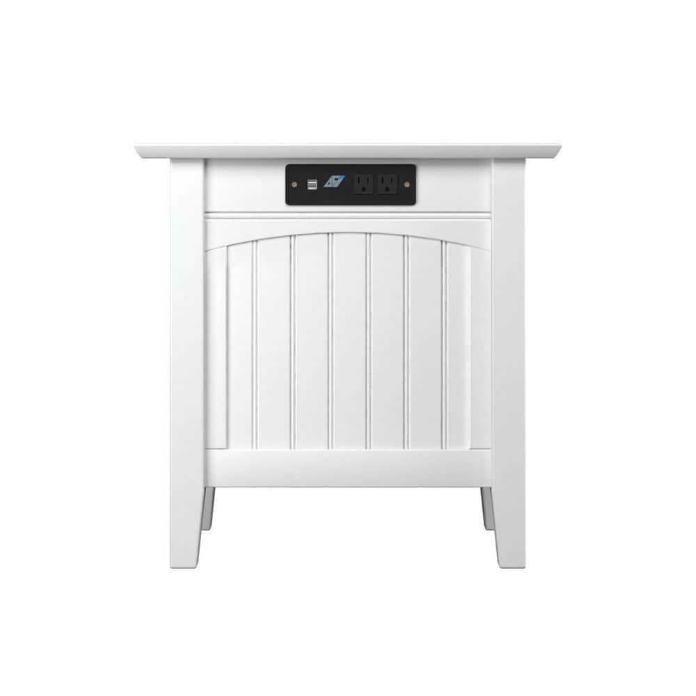 Nantucket White Chair Side Table with Charging Station - thumbnail 2