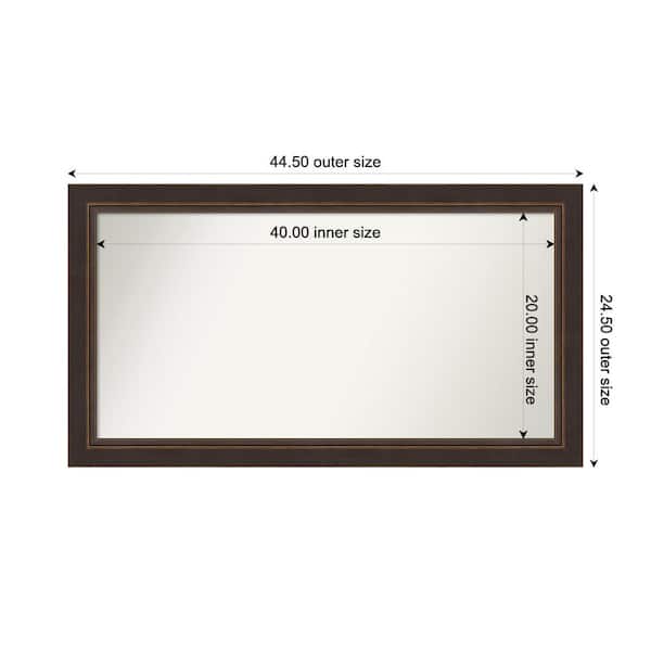 Amanti Art Lara Bronze 44.5 in. x 24.5 in. Custom Non-Beveled Wood FramedBathroom Vanity Wall Mirror