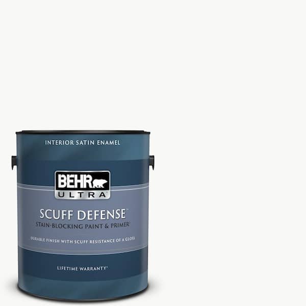 BEHR ULTRA 1 gal. Ultra Pure White Extra Durable Satin Enamel Interior Paint & Primer