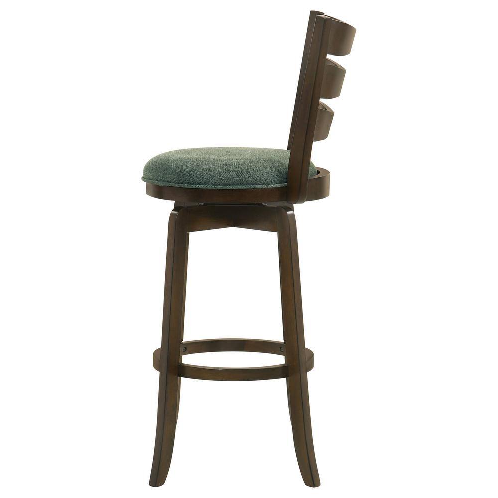 Hunter Green Swivel Wood Bar Stool with Ladder Back