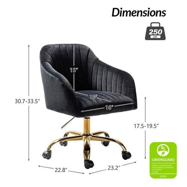 JAYDEN CREATION Jacinda Modern Black Velvet Swivel and Adjustable