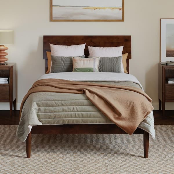 AFI Bradford Walnut Brown Wood Frame Twin XL Platform Bed with