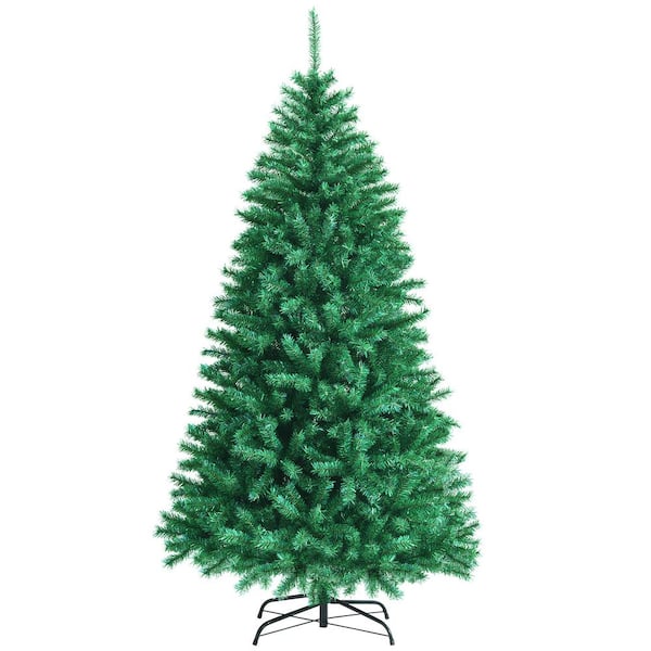 Costway 7 ft. Iridescent Tinsel Artificial Christmas Tree Green with 1160 Branch Tips