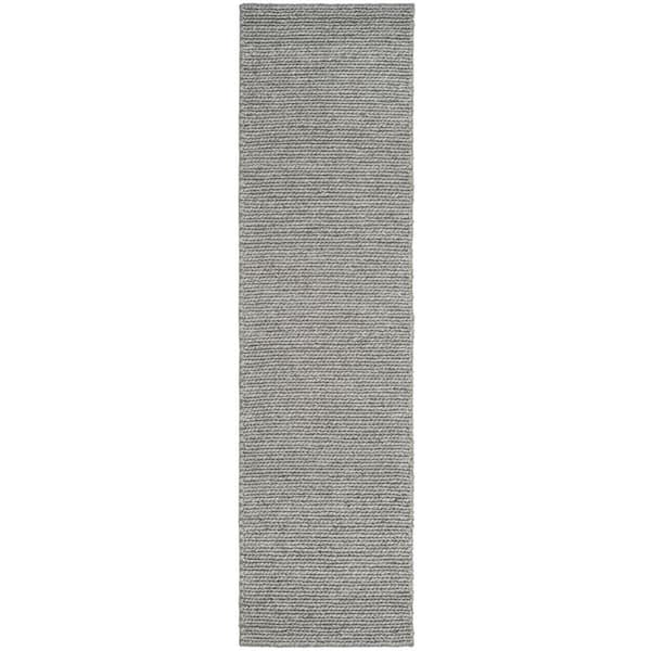 Natura 2 ft. x 18 ft. Steel Solid Color Distressed Runner Rug