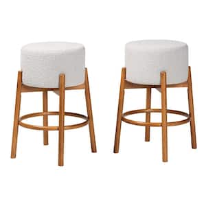 Olwen 29.9 in. Light Grey and Walnut Brown Wood Bar Stool Set of 2