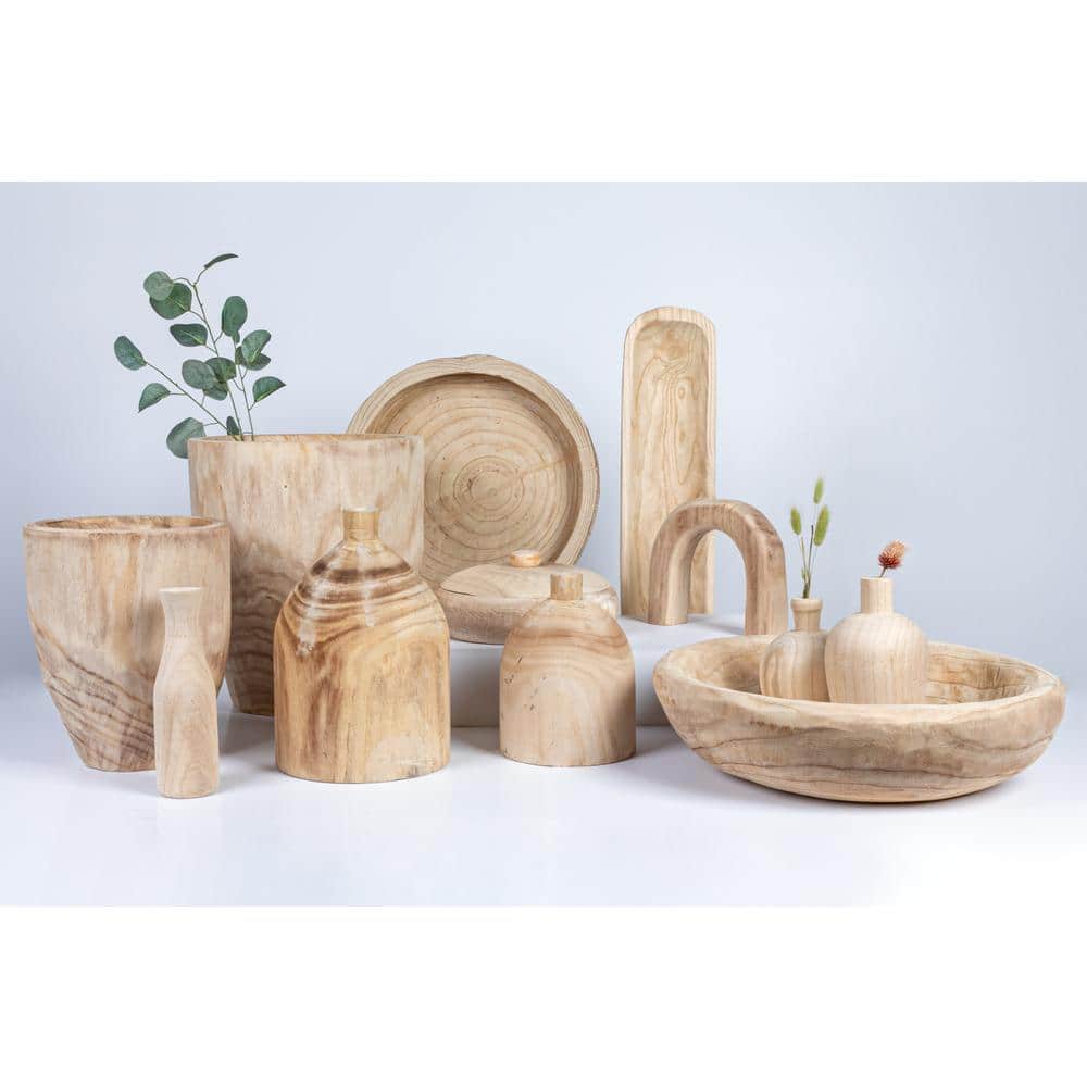 Elegant Hand-Carved Paulownia Wood Decorative Tray