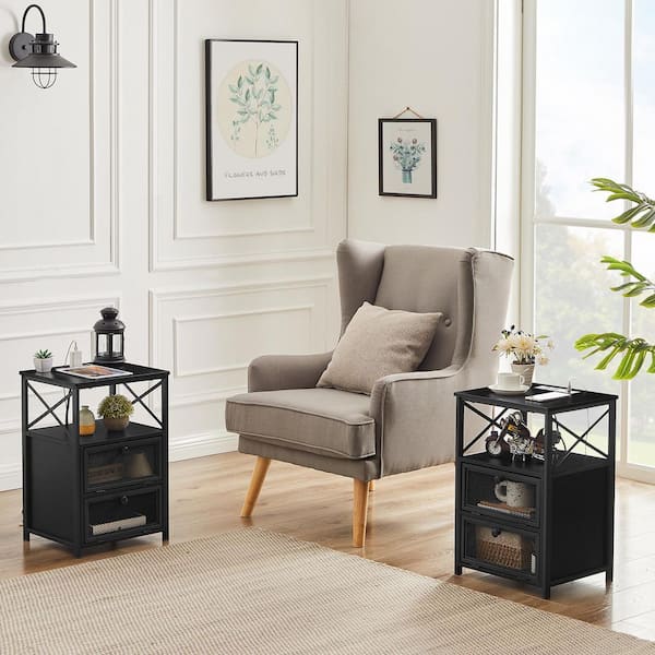 VECELO End Table with Charging Station, Nightstand with USB VECELO End Table with Charging Station, Nightstand with USB