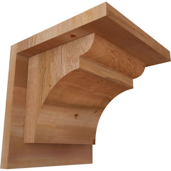Ekena Millwork 8 in. x 8 in. x 8 in. Western Red Cedar Yorktown Rough Sawn Corbel with Backplate