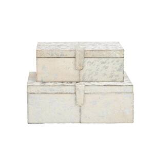 Silver Leather Glam Decorative Box (Set of 2)