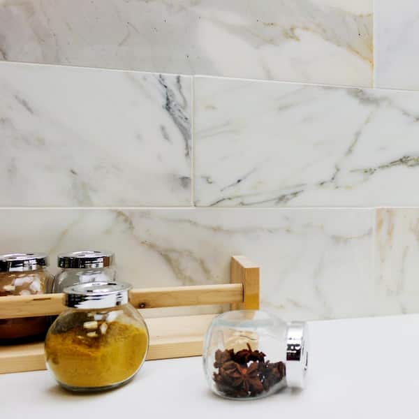 Calacatta Gold White 6 in. x 18 in. x 10mm Polished Marble Wall Tile (10 pieces 7.5 sq. ft. /Box)