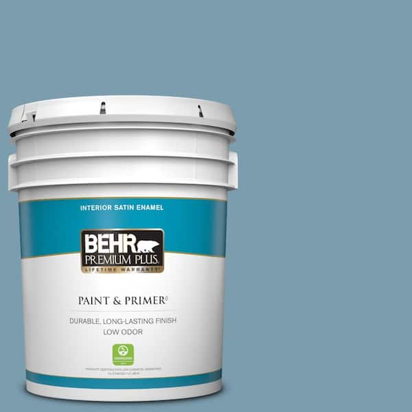 BEHR PREMIUM PLUS 5 gal. #550F-4 Cool Dusk Satin Enamel Low Odor Interior Paint & Primer