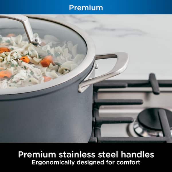 NINJA Foodi NeverStick Premium 8 qt. Hard-Anodized Aluminum Stainless Steel  Stock Pot with Glass Lid C30480 - The Home Depot
