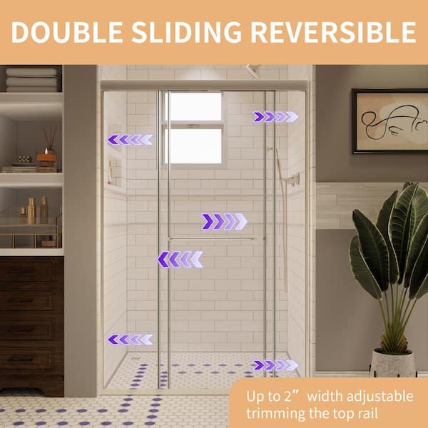 44-48 in. W x 72 in. H Sliding Framed Shower Door in Brushed Nickel with 1/4 in. (6 mm) Tempered Clear Glass