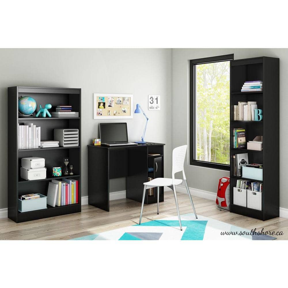 Pure Black Laminated Particle Board Home Office Desk with Drawer