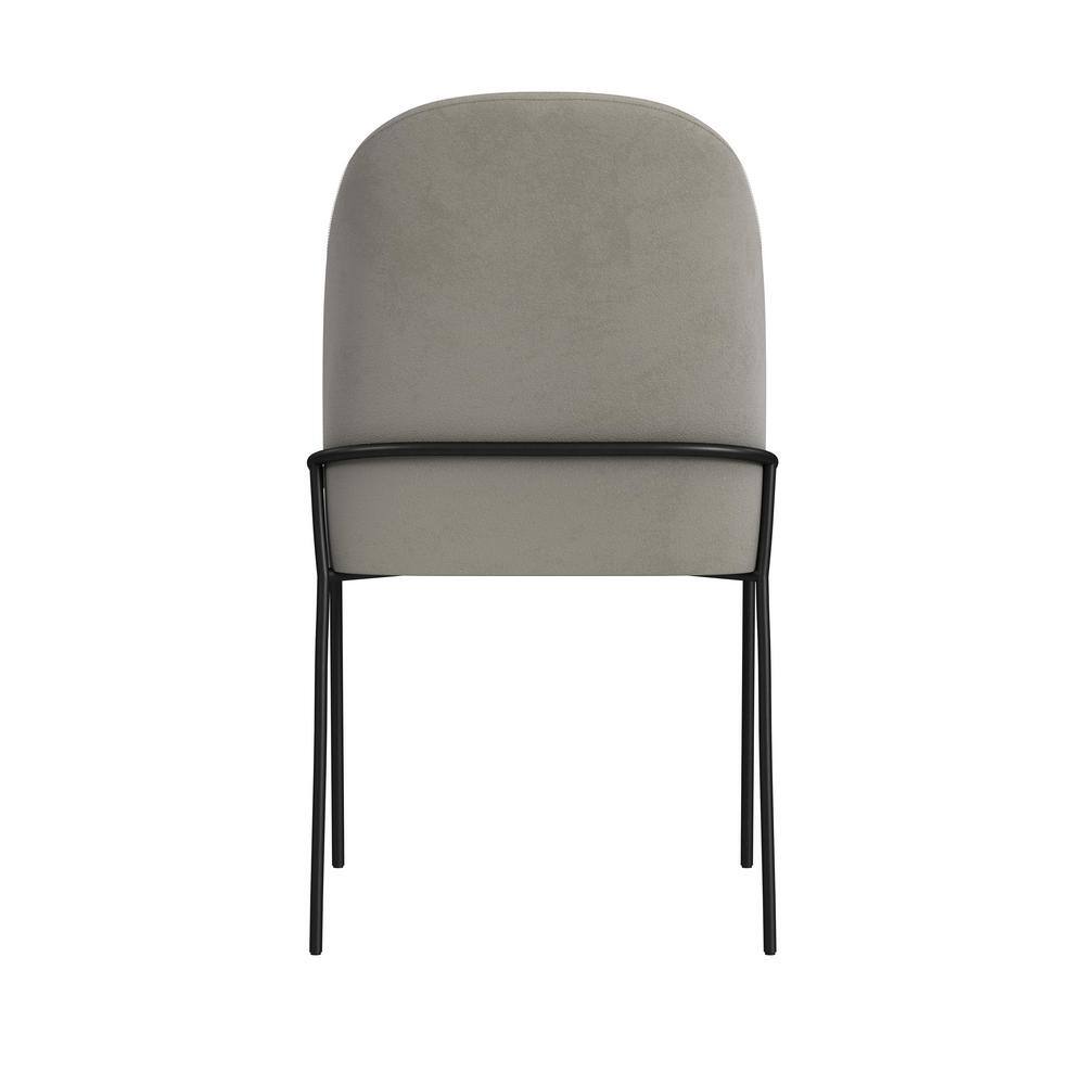 Fawn Velvet Upholstered Dining Chair with Black Metal Legs