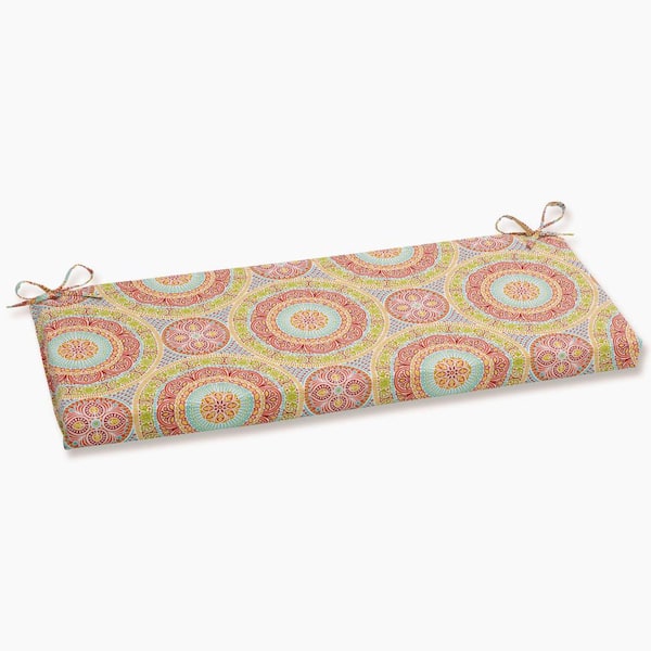 Pillow Perfect Novelty Rectangular Outdoor Bench Cushion in Pink