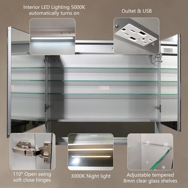 Recessed Mirrored Medicine Cab 16x26od - 14x24id With Plastic Shelves