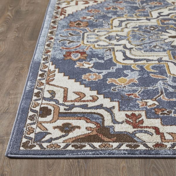 Alsbrooke Zailorn Blue 7 ft. 10 in. x 9 ft. 10 in. Oriental Polypropylene Area Rug