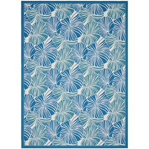 Sun N' Shade Blue 8 ft. x 11 ft. Floral Contemporary Indoor/Outdoor Area Rug