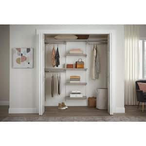 Genevieve 6 ft. Gray Adjustable Closet Organizer Long and Double Long Hanging Rods with 5 Shelves