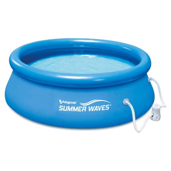 Summer Waves 8 ft. Round 2.5 ft. D Inflatable Above Ground Pool with Filter Pump