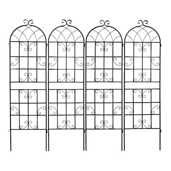 71 in. x 19.7 in. Black Metal Garden Trellis Rustproof Trellis for Climbing Plants (4-Pack)