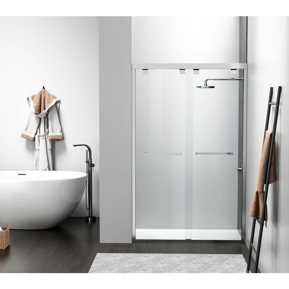 Simply Living 48 in. W x 76 in. H Semi-Frameless Sliding Shower Door in Pol