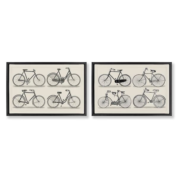 Stupell Industries Vintage Bicycle Styles by Vision Studio 2-Pieces Black Floater Frame Typography Graphic Art Print 17 in. x 25 in.