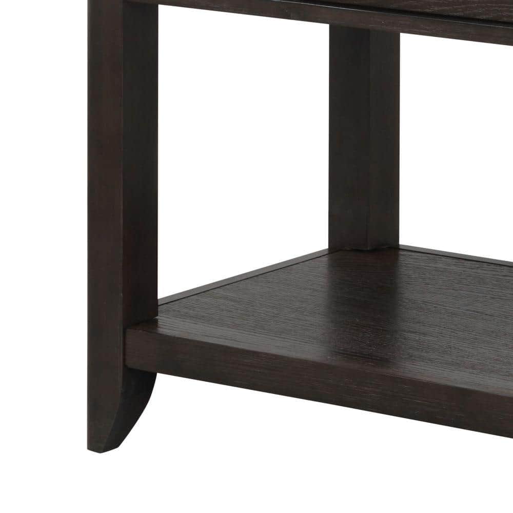 Espresso Acacia Wood & Glass 48" Console Table with Storage