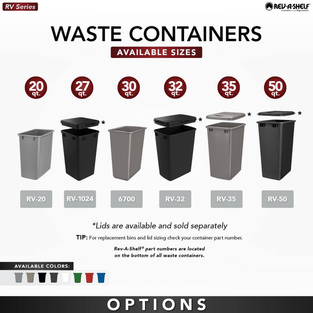 Gray Plastic Pull-Out Kitchen Trash Bin Set, 35 Quart, 2 Pack