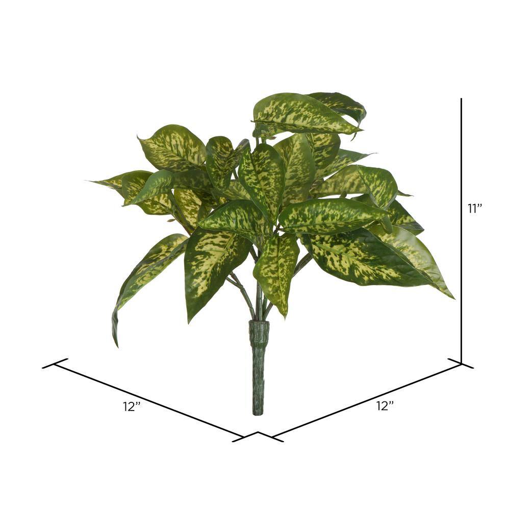11" Green Plastic Leopard Lily Artificial Bush, Set of 3